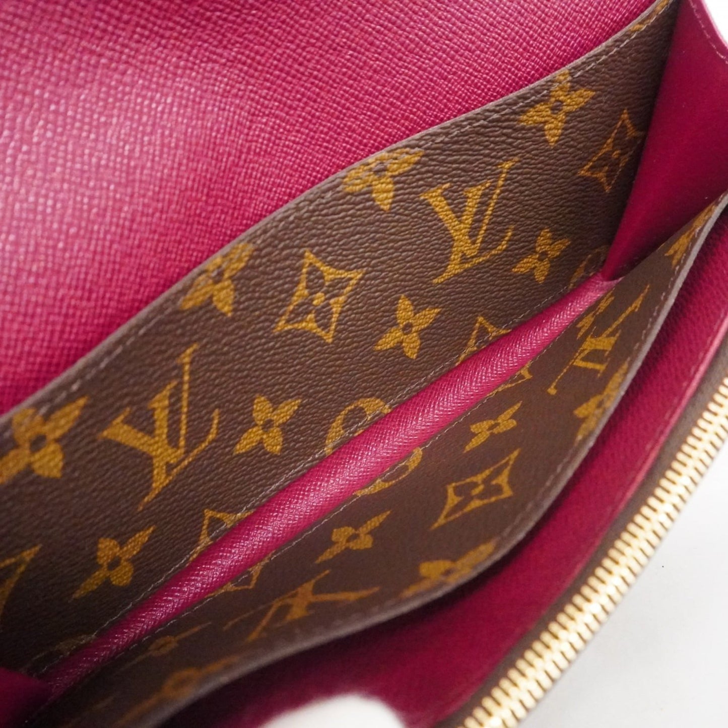 Louis Vuitton Brown Fuchsia Long Wallet (Bi-Fold) (Pre-Owned)