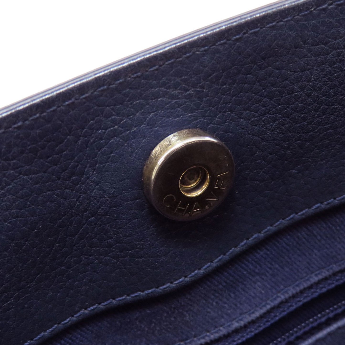 Chanel Navy Leather Tote Bag (Pre-Owned)