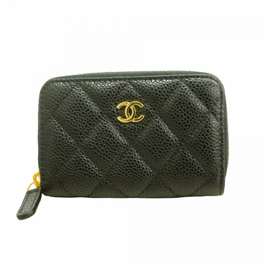 Chanel Black Grained Calfskin Coin Purse/Coin Case (Pre-Owned)