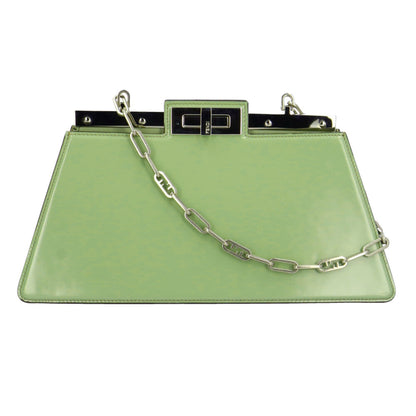 Fendi Peekaboo Green Patent Leather Shoulder Bag (Pre-Owned)