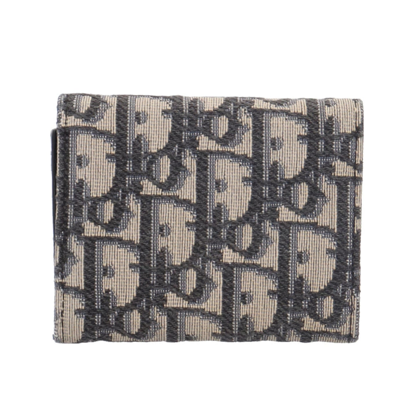 Christian Dior Beige Navy Canvas Leather Wallet (Tri-Fold) (Pre-Owned)