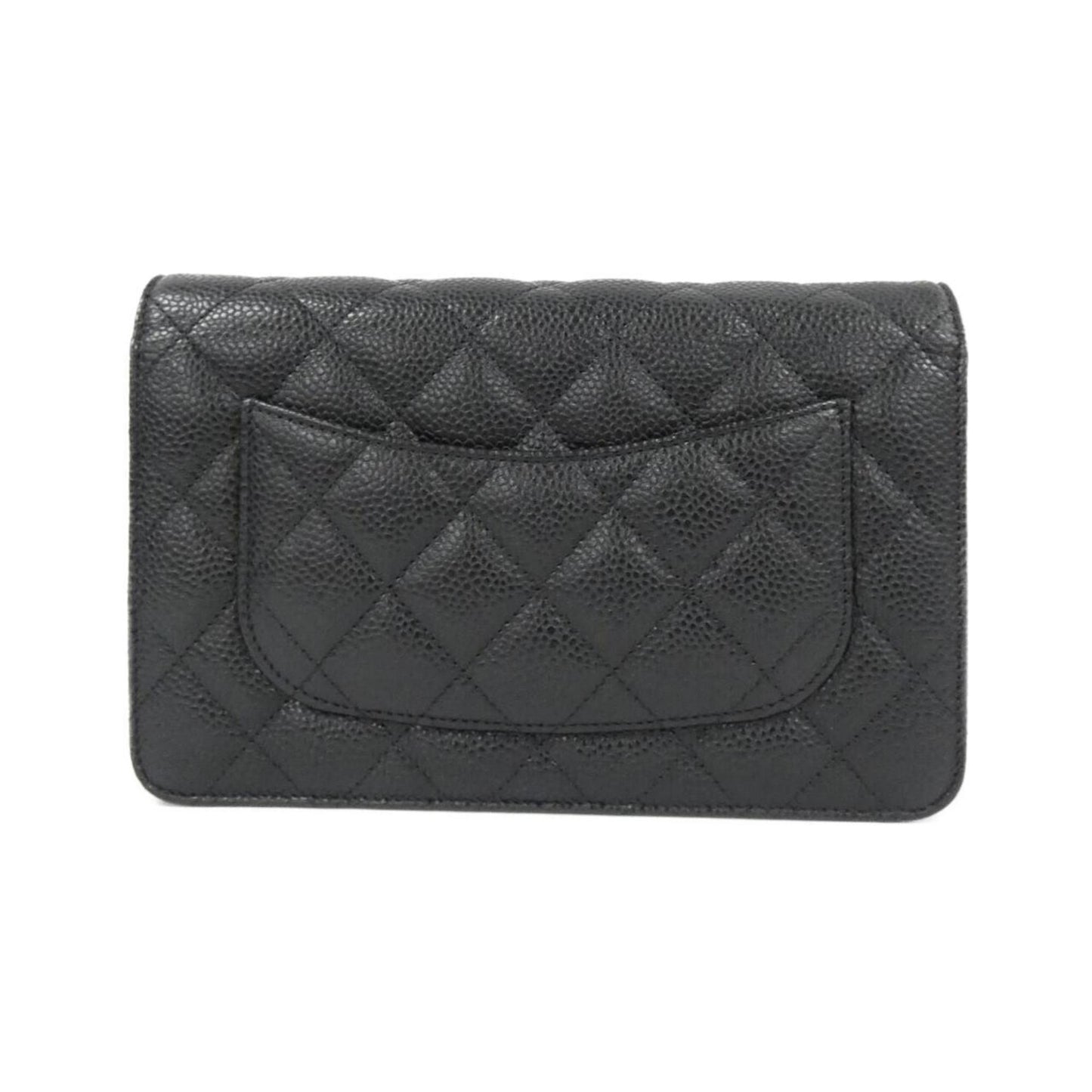 Chanel Black Bordeaux Grained Calfskin Chain/Shoulder Wallet (Pre-Owned)