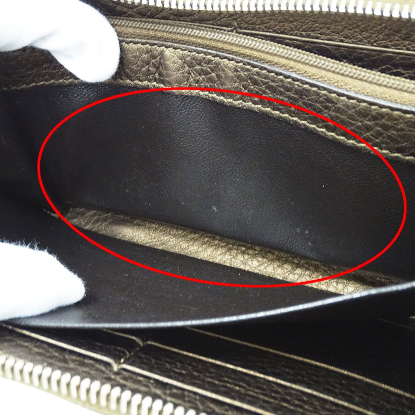 Gucci Bronze Brown Leather Long Wallet (Bi-Fold) (Pre-Owned)