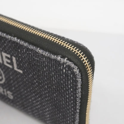 Chanel Navy Fabric Long Wallet (Bi-Fold) (Pre-Owned)