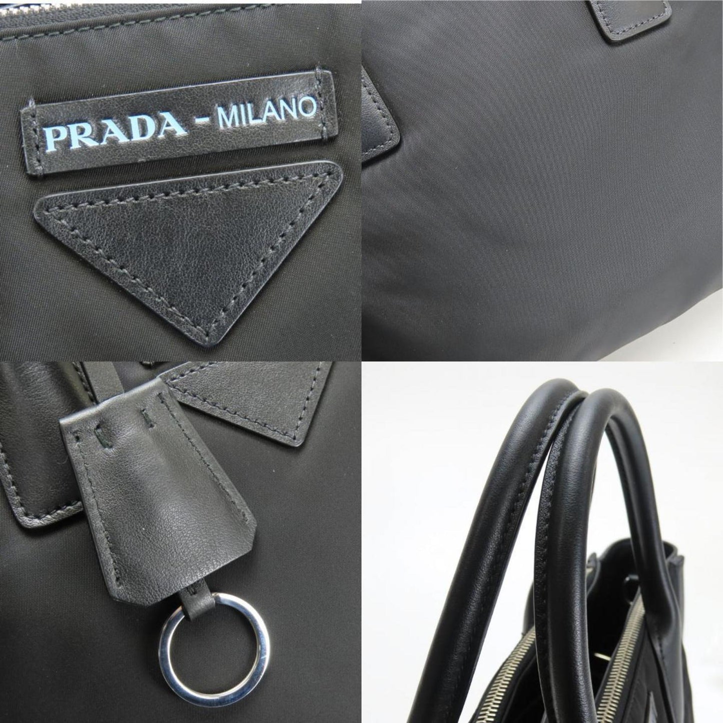 Prada Black Nylon Leather Tote Bag (Pre-Owned)