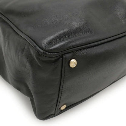 Chanel Black White Leather Shoulder Bag Tote Bag (Pre-Owned)