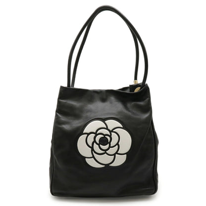 Chanel Black White Leather Shoulder Bag Tote Bag (Pre-Owned)