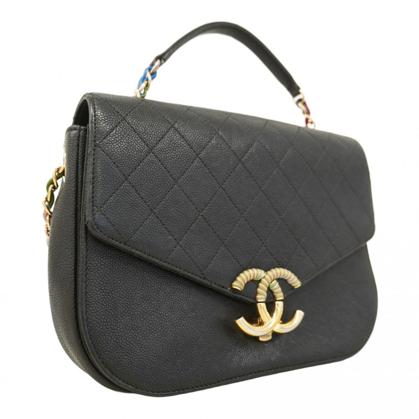 Chanel Black Grained Calfskin Shoulder Bag (Pre-Owned)