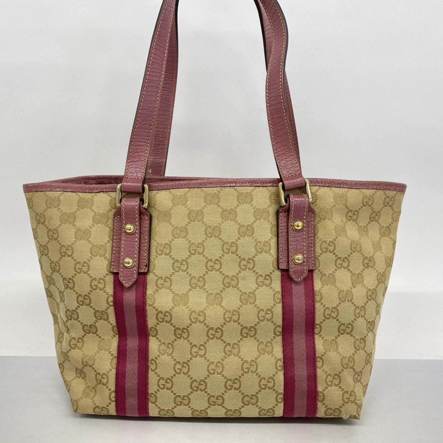 Gucci Beige Pink Canvas Tote Bag (Pre-Owned)