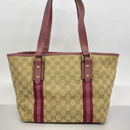 Gucci Beige Pink Canvas Tote Bag (Pre-Owned)