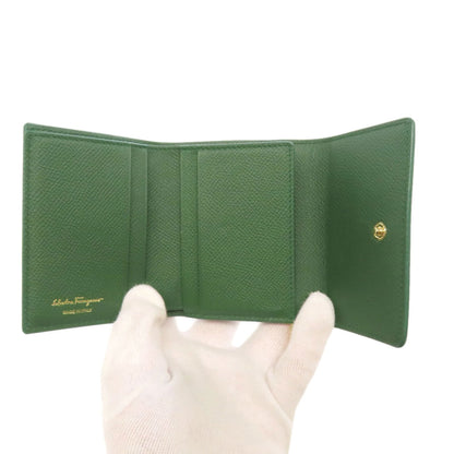 Salvatore Ferragamo Gancini Green Leather Wallet (Bi-Fold) (Pre-Owned)