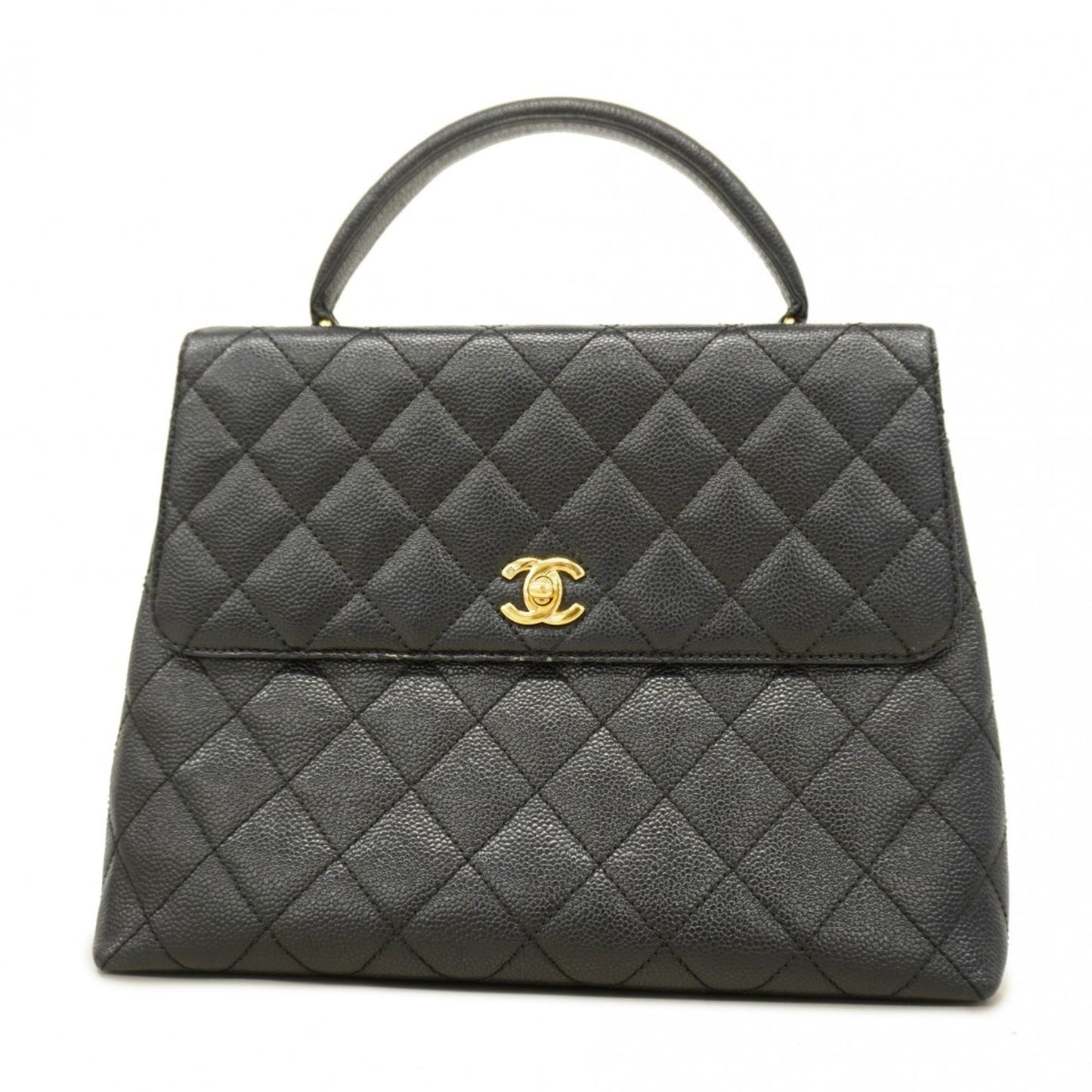 Chanel Black Grained Calfskin Handbag (Pre-Owned)
