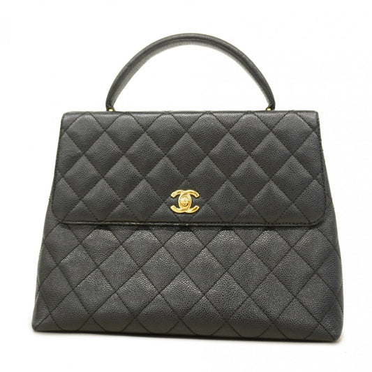 Chanel Black Grained Calfskin Handbag (Pre-Owned)