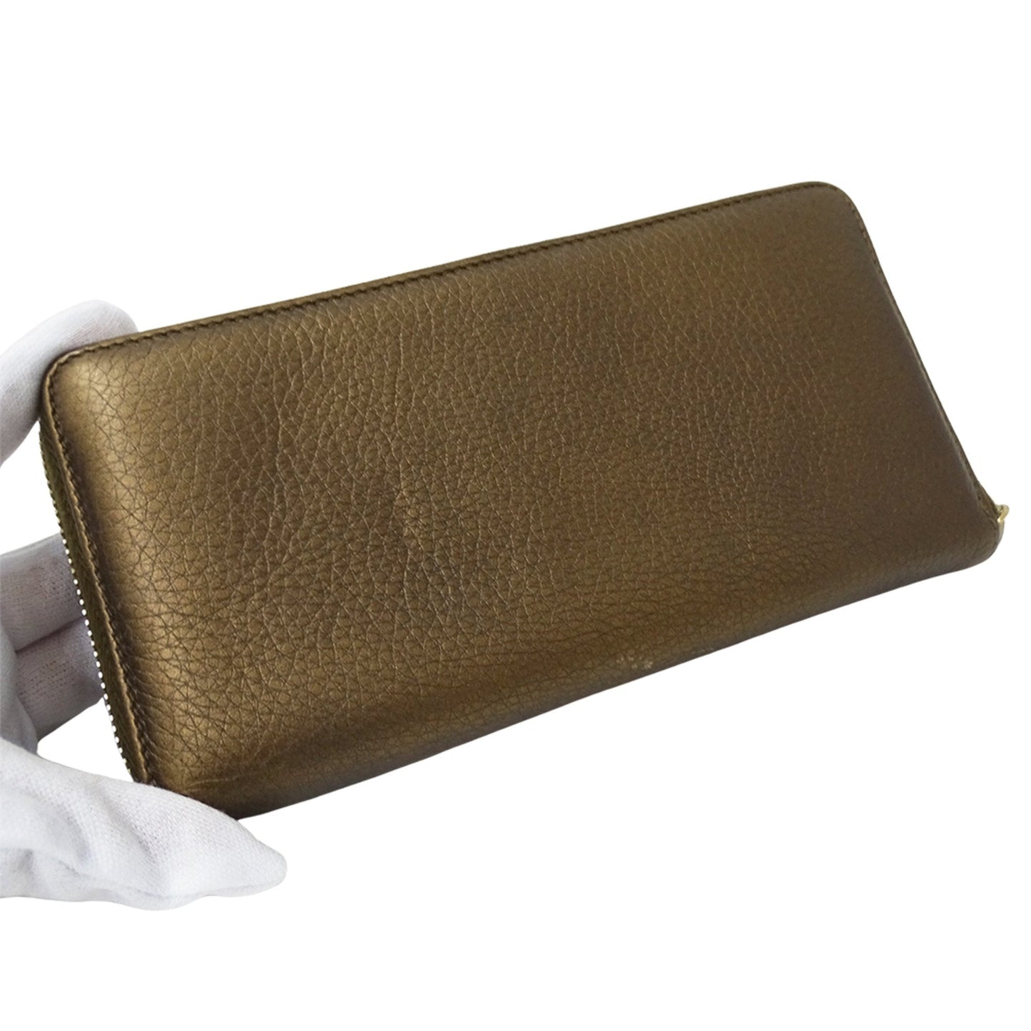 Gucci Bronze Brown Leather Long Wallet (Bi-Fold) (Pre-Owned)