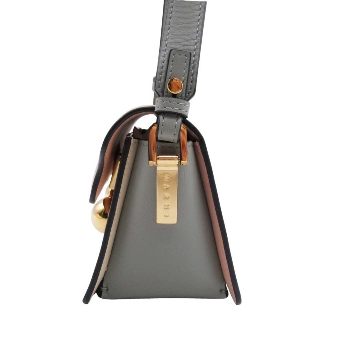 Marni Beige Gray Pink Gold Leather Pochette Shoulder Bag (Pre-Owned)