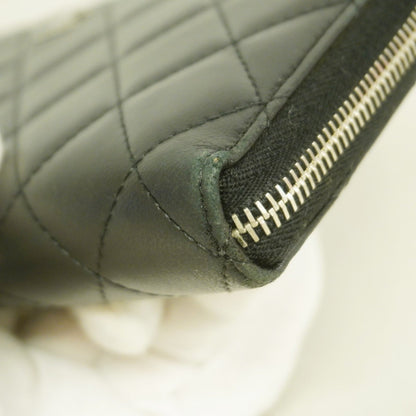 Chanel Black Leather Long Wallet (Bi-Fold) (Pre-Owned)