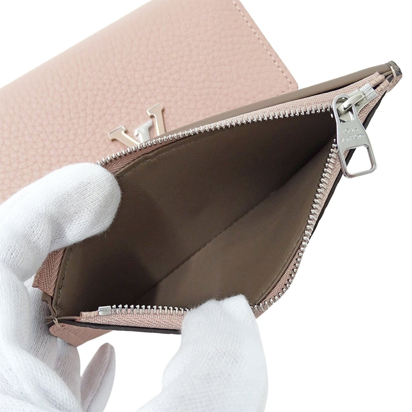 Louis Vuitton Magnolia Pink Leather Middle Wallet (Tri-Fold) (Pre-Owned)