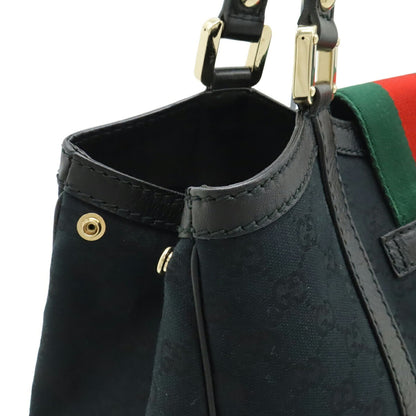 Gucci Gg Canvas Black Green Red Color Gg Canvas Leather Shoulder Bag Tote Bag (Pre-Owned)