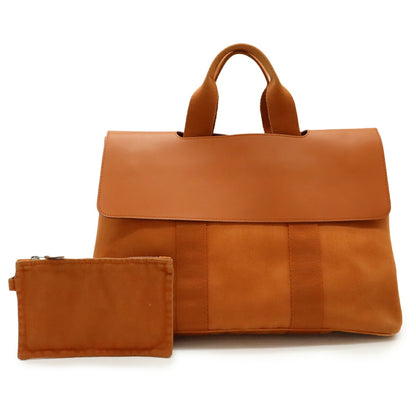 Hermes Orange Toile Chevron Leather Handbag Pouch Tote Bag (Pre-Owned)