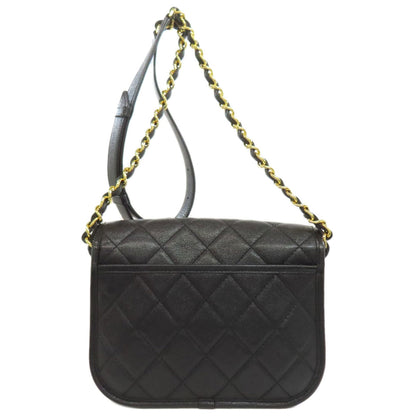 Chanel Matelasse Black Leather Shoulder Bag (Pre-Owned)
