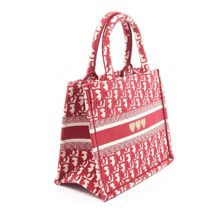 Christian Dior Red Color White Canvas Tote Bag (Pre-Owned)