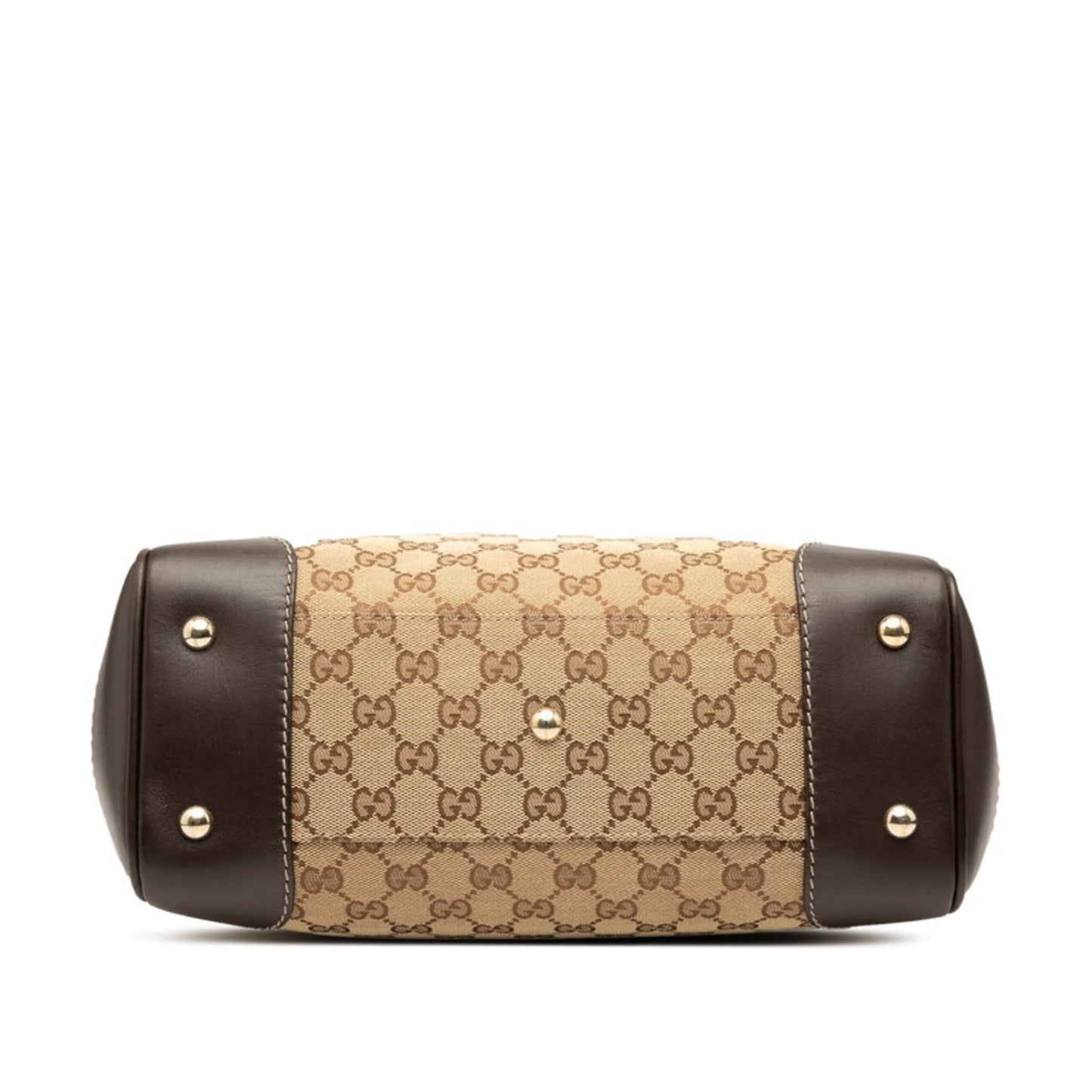 Gucci Beige Brown Canvas Leather Tote Bag (Pre-Owned)