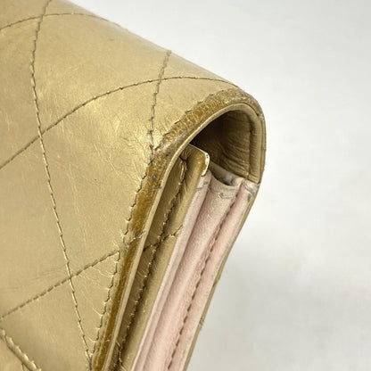 Chanel Beige Leather Long Wallet (Bi-Fold) (Pre-Owned)