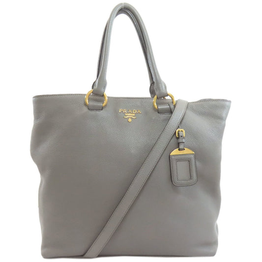 Prada Gray Leather Tote Bag (Pre-Owned)
