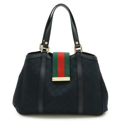 Gucci Gg Canvas Black Green Red Color Gg Canvas Leather Shoulder Bag Tote Bag (Pre-Owned)