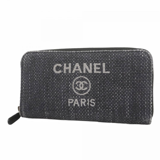 Chanel Navy Fabric Long Wallet (Bi-Fold) (Pre-Owned)