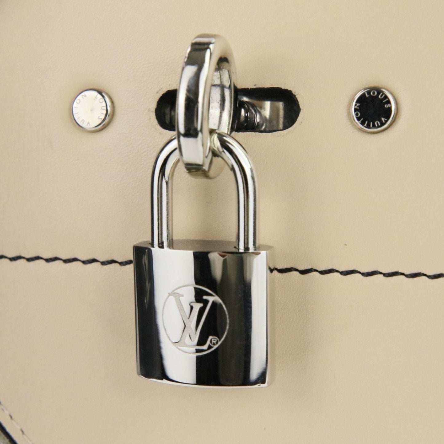 Louis Vuitton Black Gray Ivory Leather Suede Handbag Tote Bag (Pre-Owned)