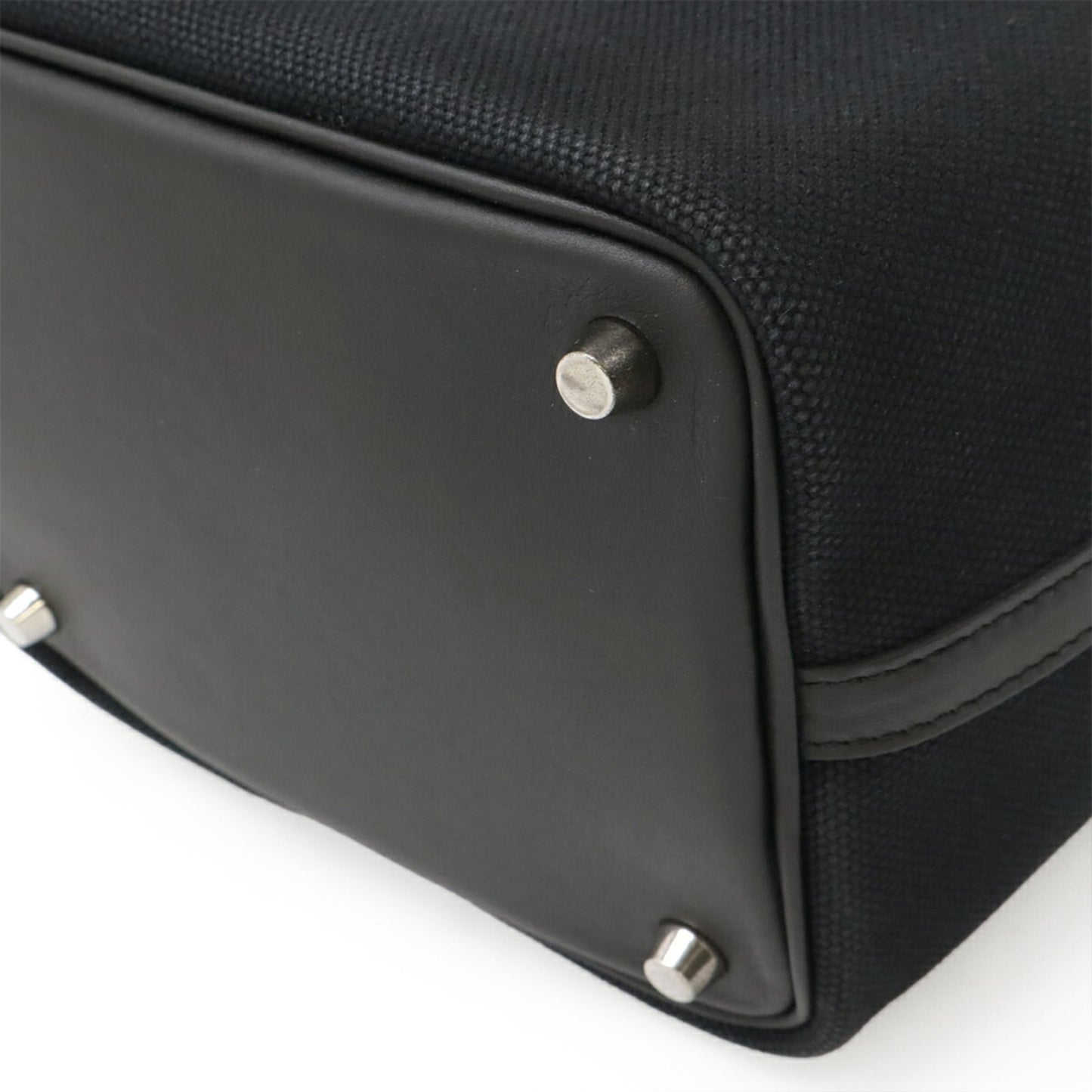 Hermes Black Swift Leather Cotton Canvas Handbag Tote Bag (Pre-Owned)