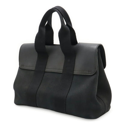 Hermes Black Toile Chevron Leather Handbag Pouch Tote Bag (Pre-Owned)