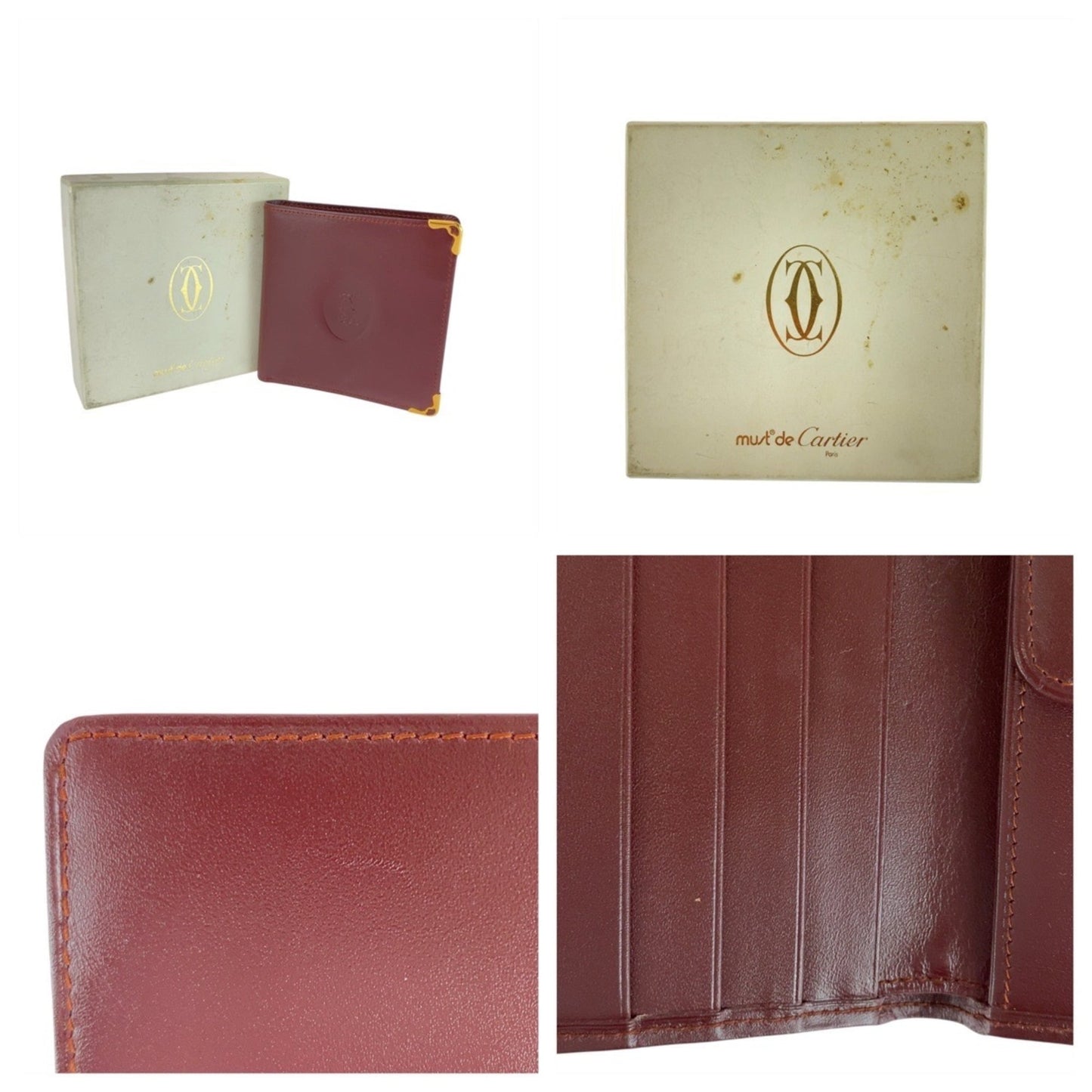 Cartier Wine Red Leather Wallet (Bi-Fold) (Pre-Owned)