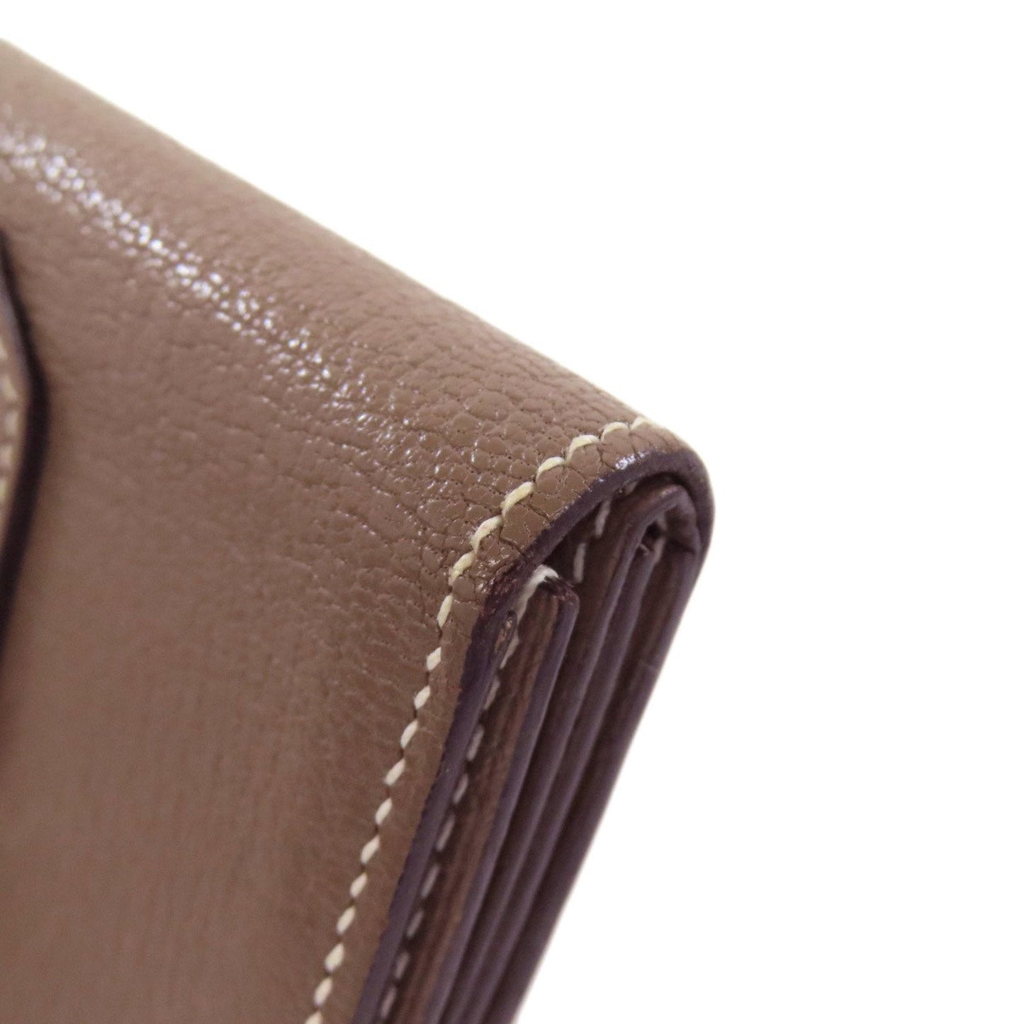 Hermes Etoupe Gray Chevre Leather Coin Purse/Coin Case (Pre-Owned)