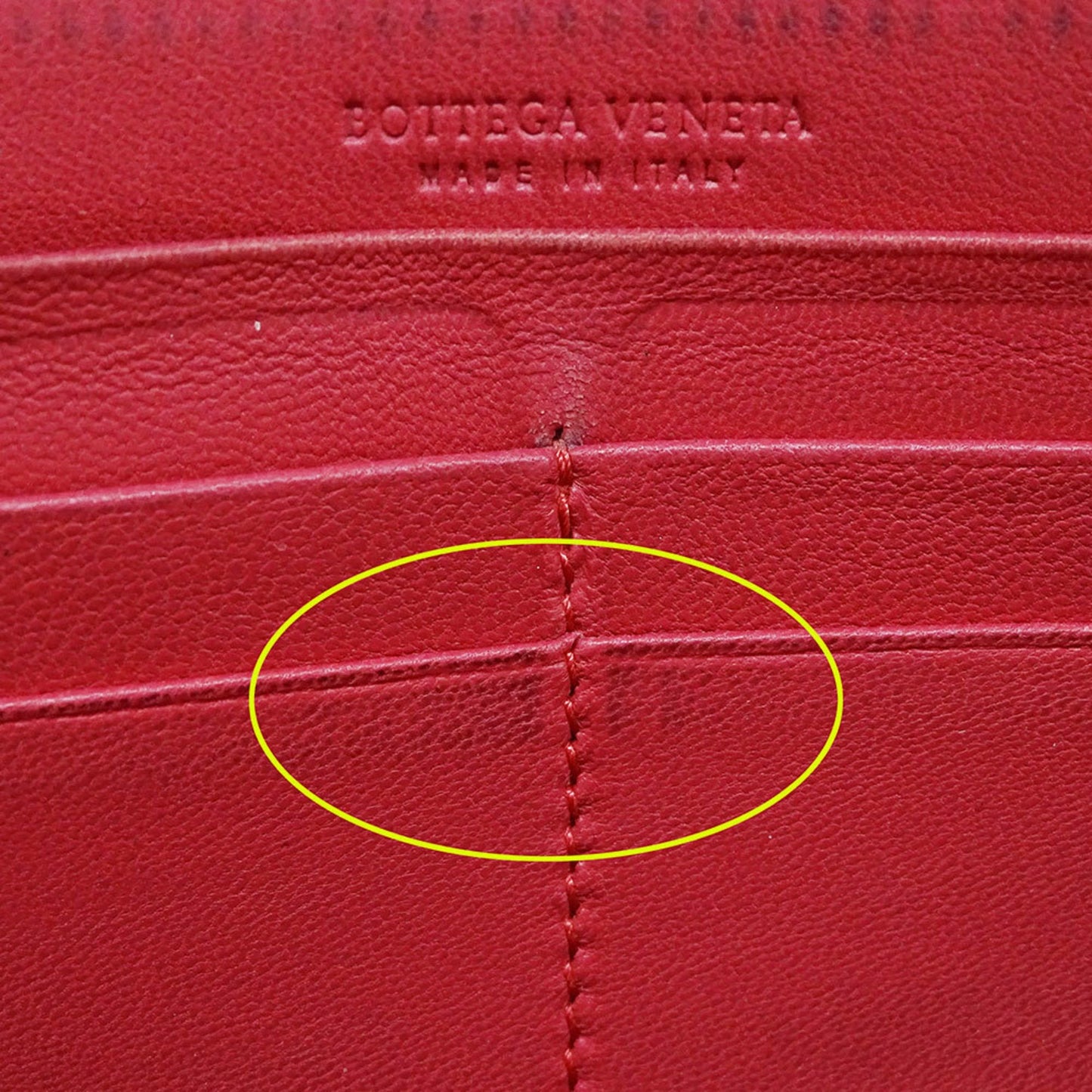 Bottega Veneta Red Color Intrecciato Long Wallet (Bi-Fold) (Pre-Owned)