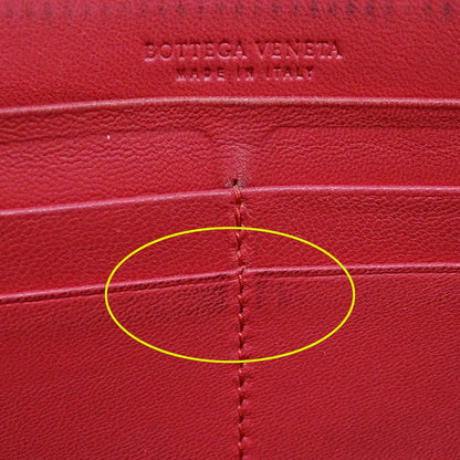 Bottega Veneta Red Color Intrecciato Long Wallet (Bi-Fold) (Pre-Owned)
