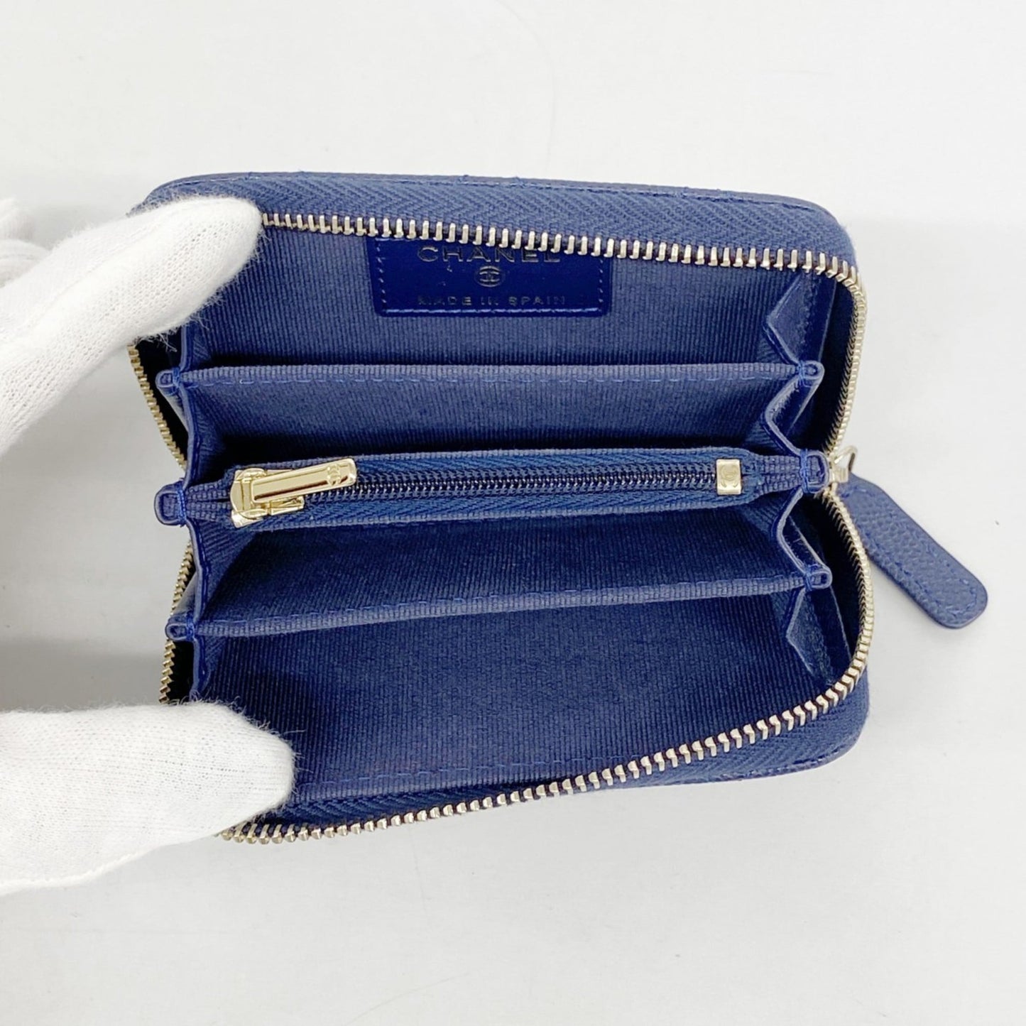 Chanel Navy Grained Calfskin Coin Purse/Coin Case (Pre-Owned)