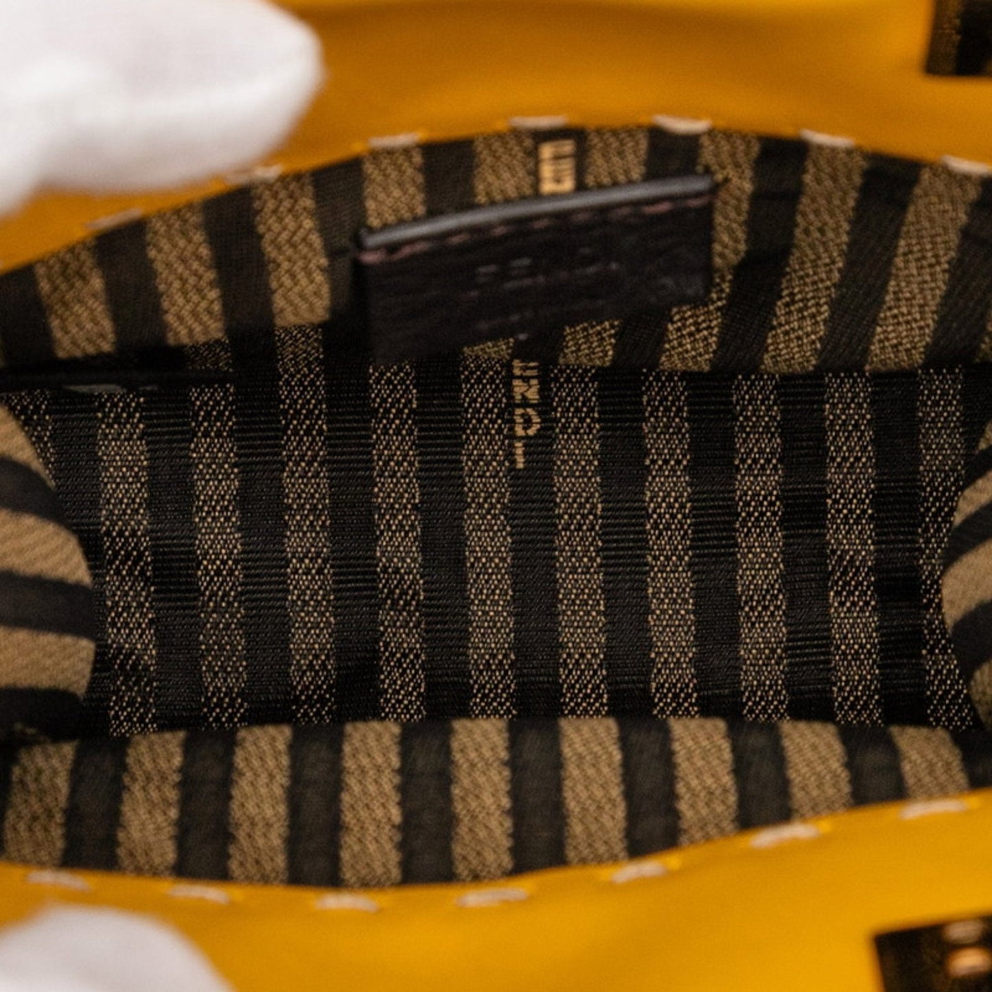 Fendi Brown Yellow Leather Shoulder Bag Tote Bag (Pre-Owned)