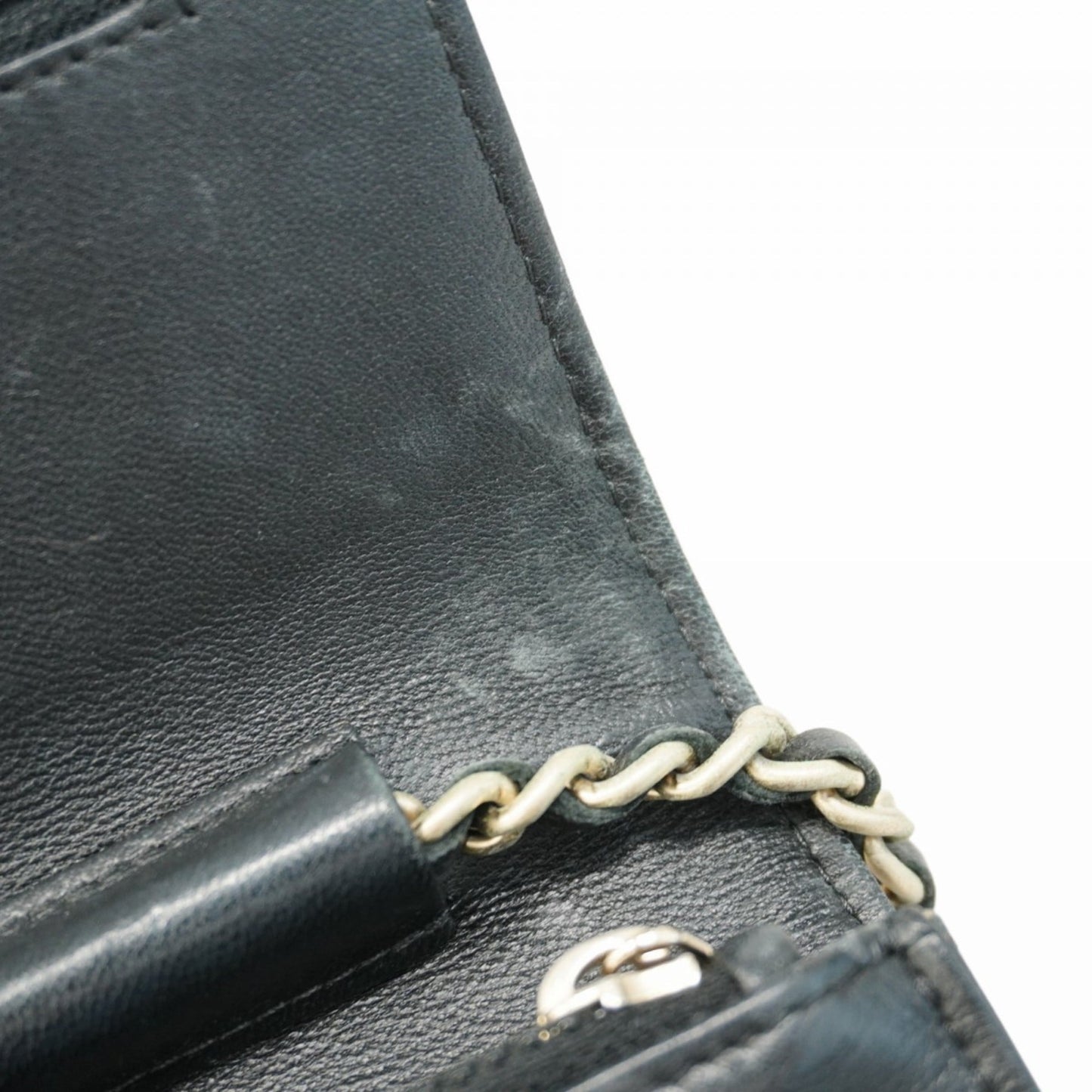 Chanel Black Leather Chain/Shoulder Wallet (Pre-Owned)
