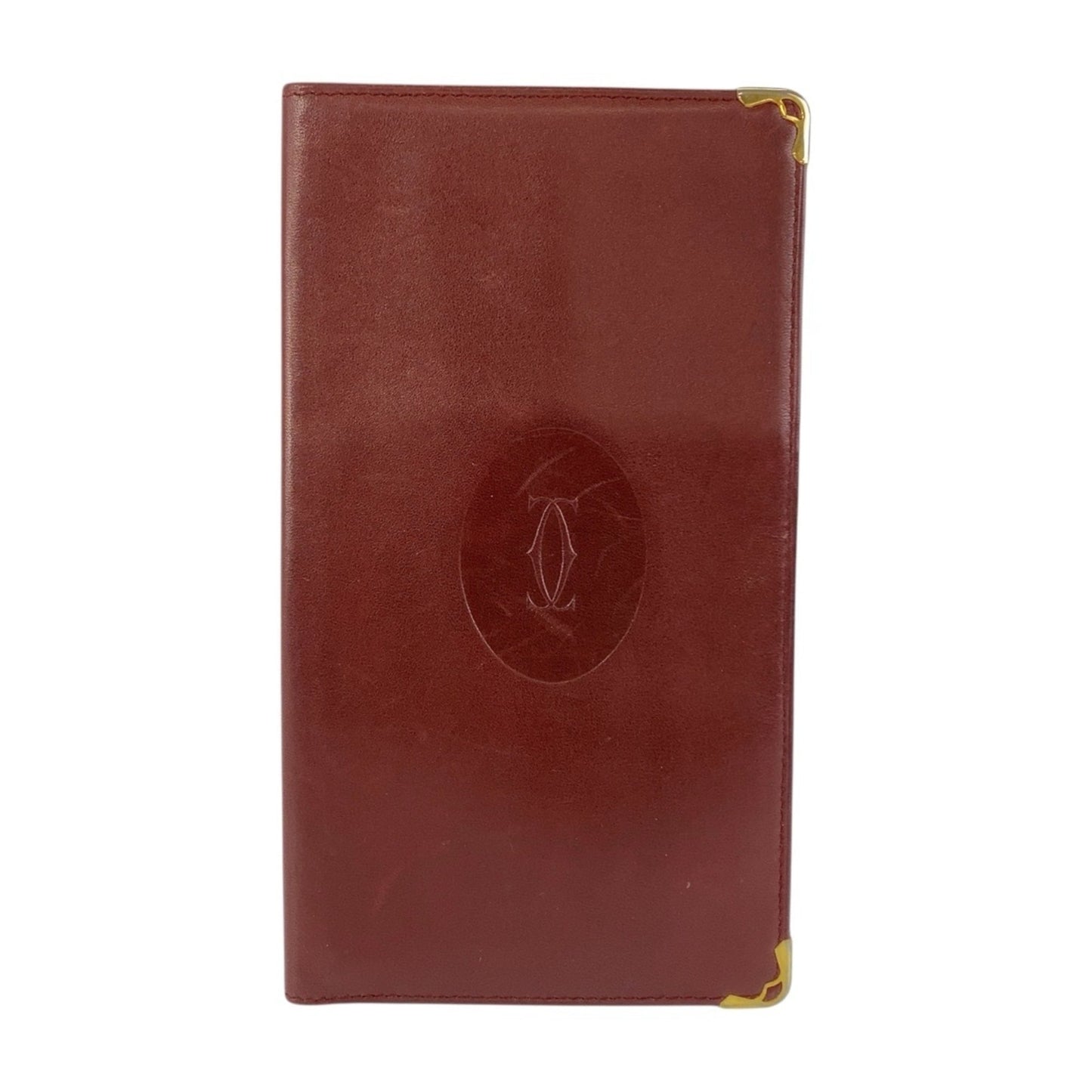 Cartier Wine Red Leather Long Wallet (Bi-Fold) (Pre-Owned)