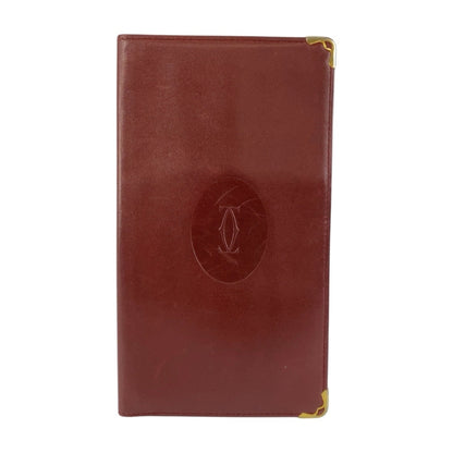 Cartier Wine Red Leather Long Wallet (Bi-Fold) (Pre-Owned)