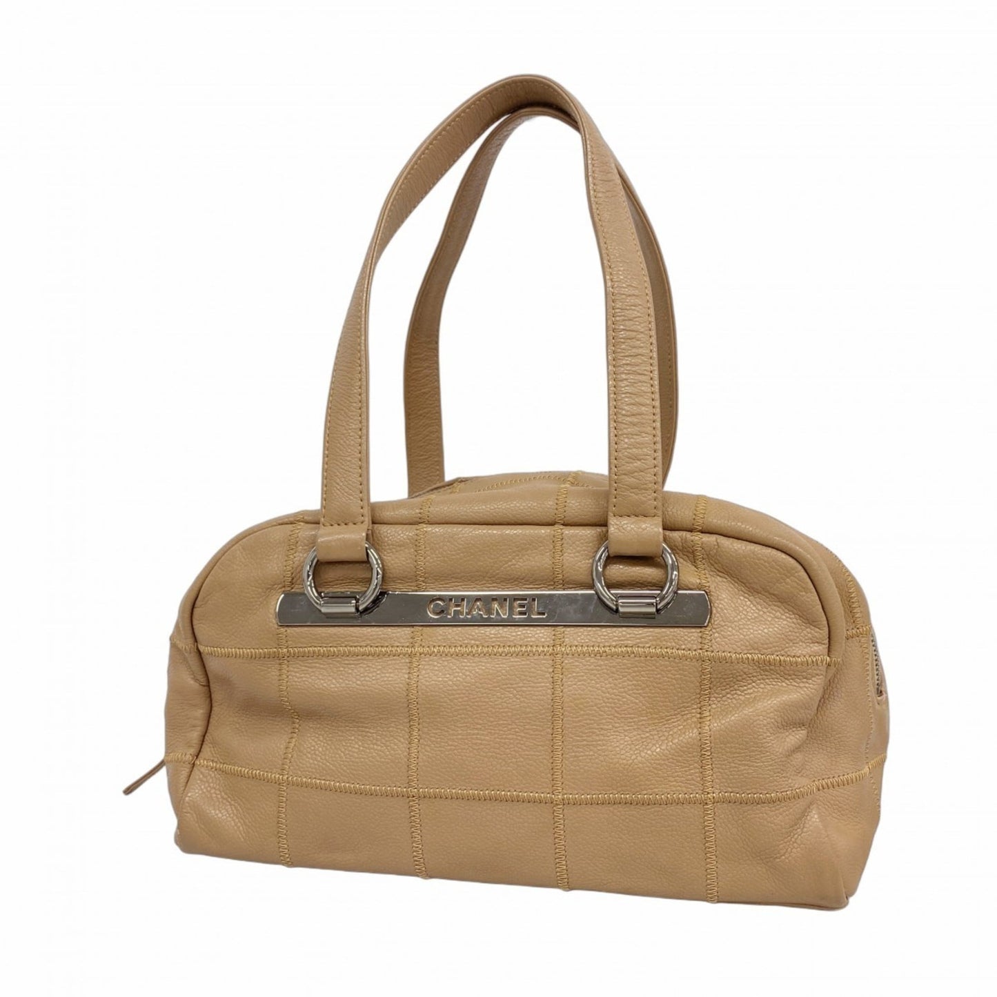 Chanel Beige Grained Calfskin Shoulder Bag (Pre-Owned)