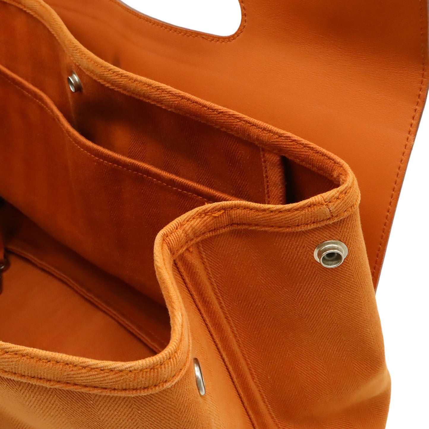 Hermes Orange Toile Chevron Leather Handbag Pouch Tote Bag (Pre-Owned)