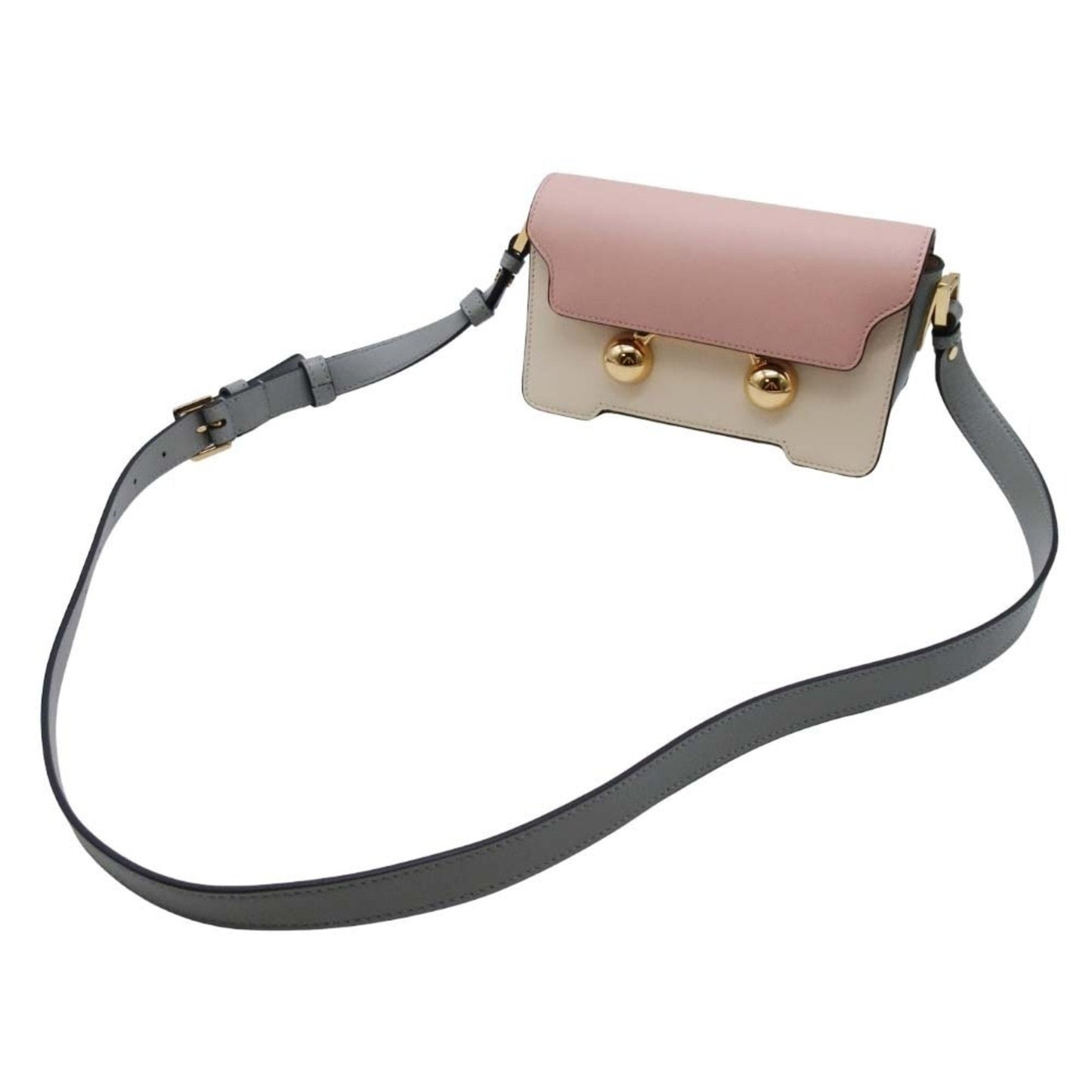Marni Beige Gray Pink Gold Leather Pochette Shoulder Bag (Pre-Owned)