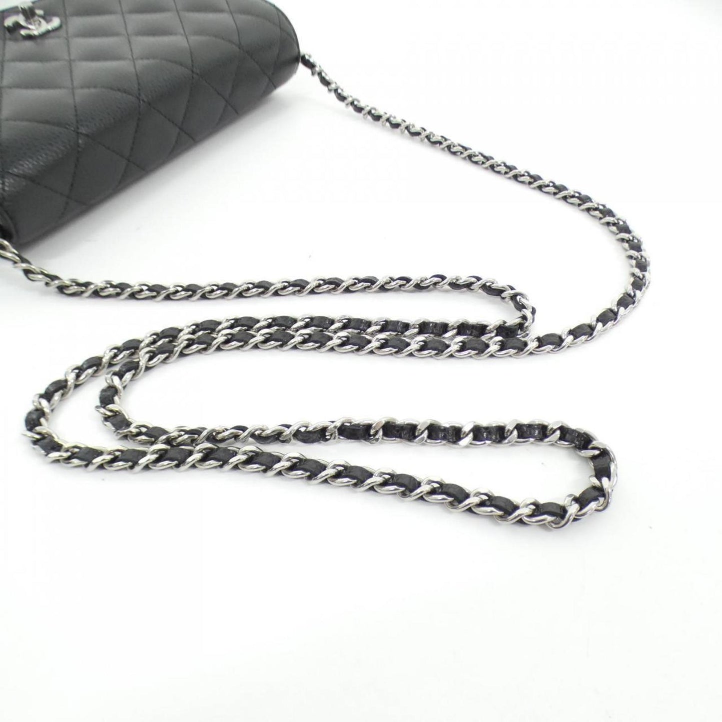 Chanel Black Bordeaux Grained Calfskin Chain/Shoulder Wallet (Pre-Owned)