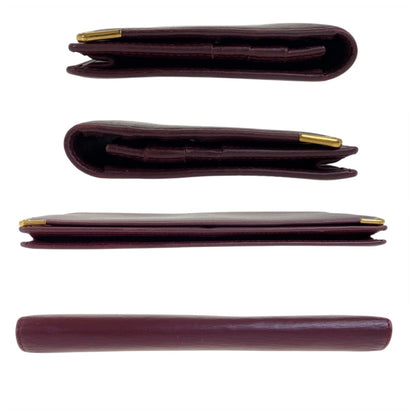 Cartier Wine Red Leather Long Wallet (Bi-Fold) (Pre-Owned)