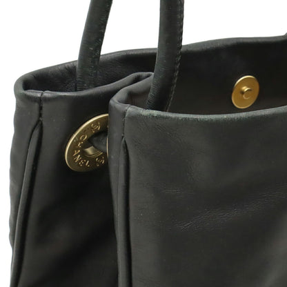 Chanel Camellia Black White Leather Shoulder Bag Tote Bag (Pre-Owned)