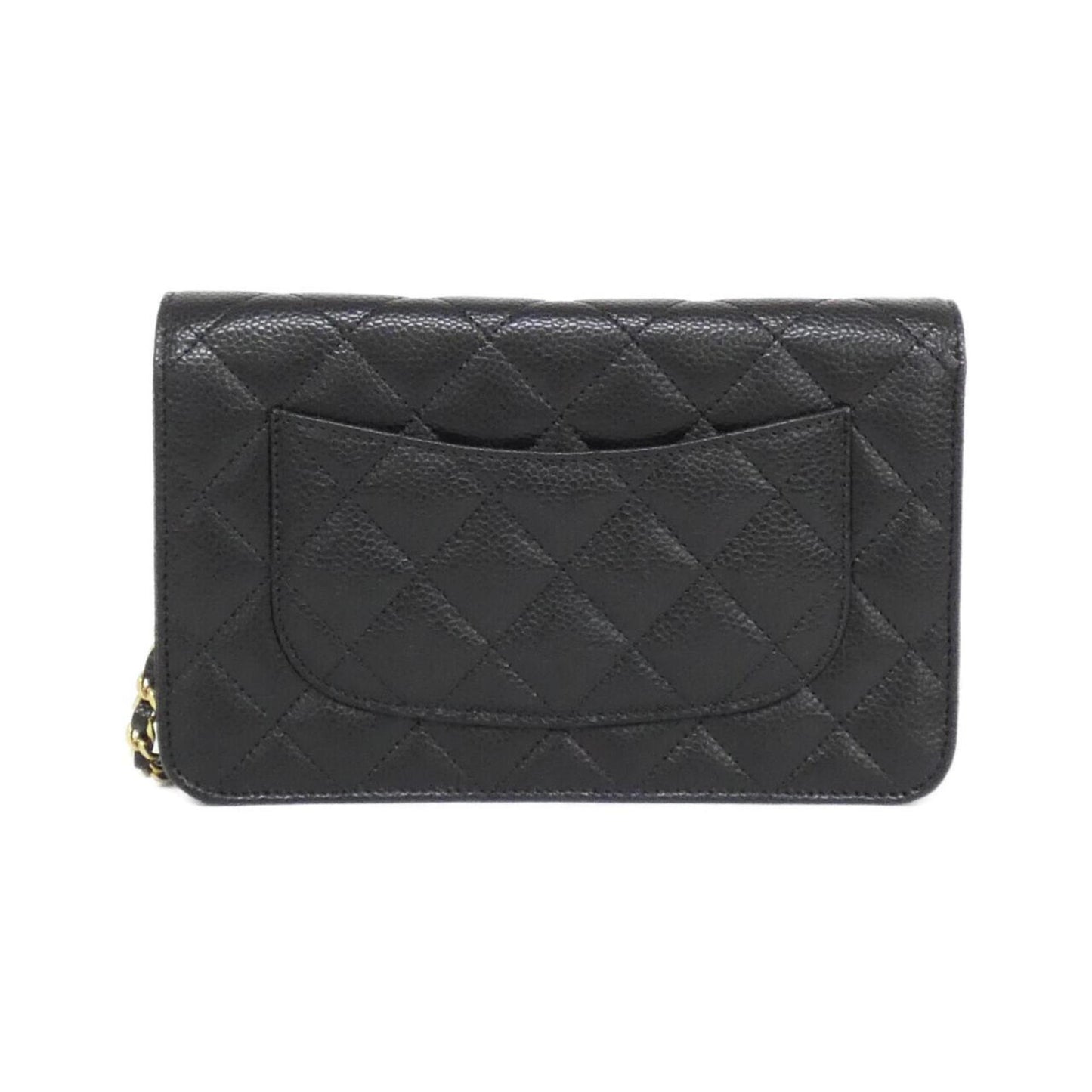 Chanel Black Bordeaux Grained Calfskin Chain/Shoulder Wallet (Pre-Owned)