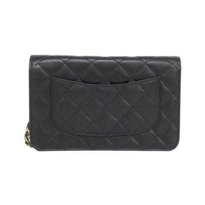 Chanel Black Bordeaux Grained Calfskin Chain/Shoulder Wallet (Pre-Owned)